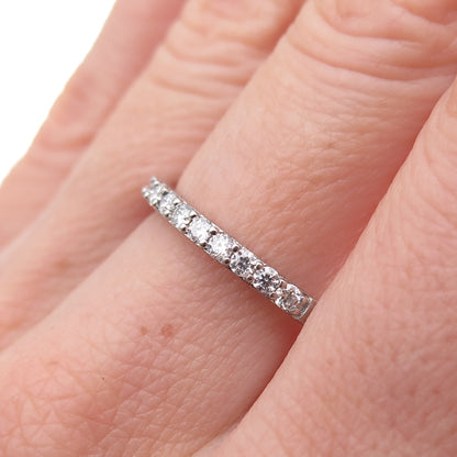 925 Sterling Silver Round-Cut Moissanite Half Eternity Band Ring Size 6.75