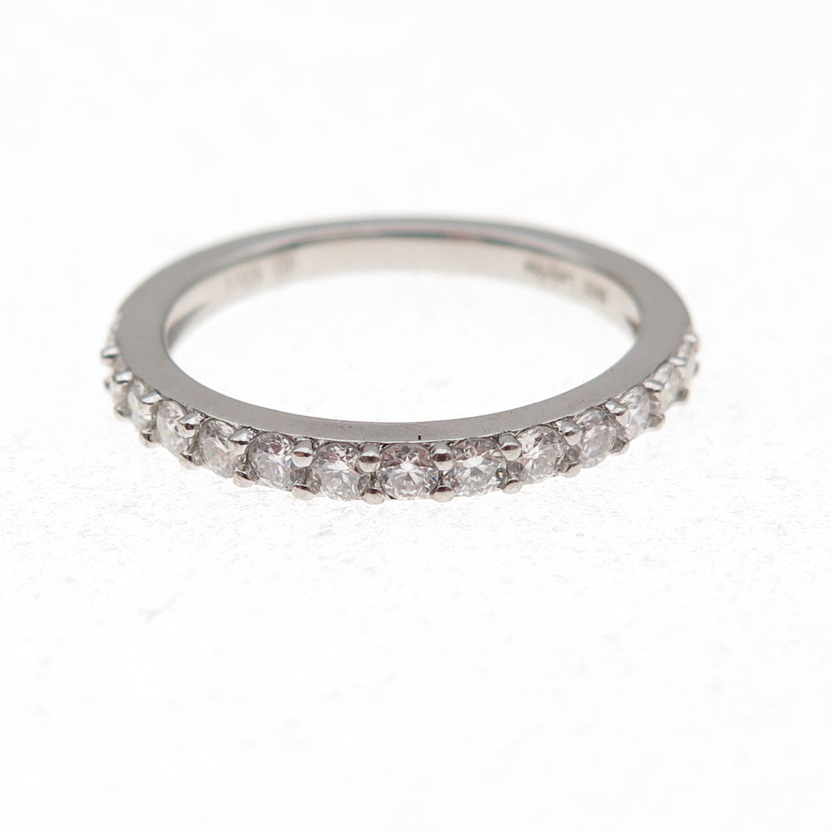 925 Sterling Silver Round-Cut Moissanite Half Eternity Band Ring Size 6.75