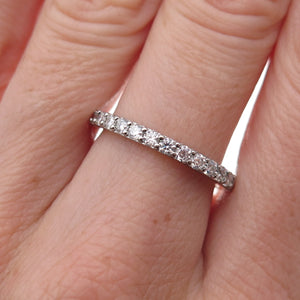 925 Sterling Silver Round-Cut Moissanite Half Eternity Band Ring Size 6.75