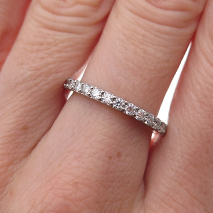 925 Sterling Silver Round-Cut Moissanite Half Eternity Band Ring Size 6.75