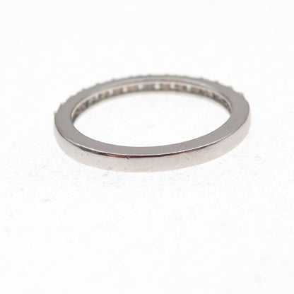 925 Sterling Silver Round-Cut Moissanite Half Eternity Band Ring Size 6.75