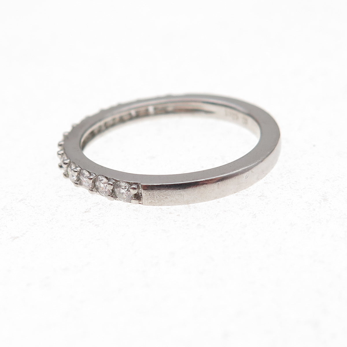 925 Sterling Silver Round-Cut Moissanite Half Eternity Band Ring Size 6.75