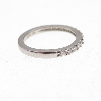 925 Sterling Silver Round-Cut Moissanite Half Eternity Band Ring Size 6.75