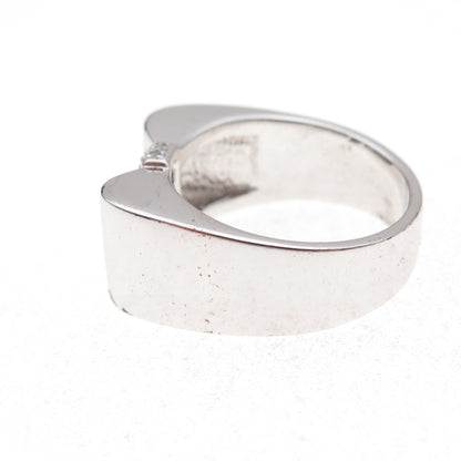 925 Sterling Silver Mexico Real Round-Cut Diamond Ring Size 7