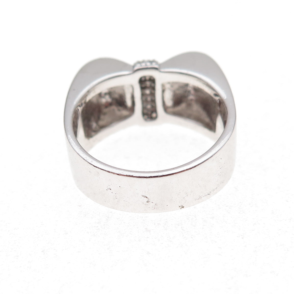 925 Sterling Silver Mexico Real Round-Cut Diamond Ring Size 7