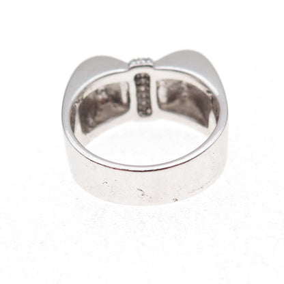 925 Sterling Silver Mexico Real Round-Cut Diamond Ring Size 7