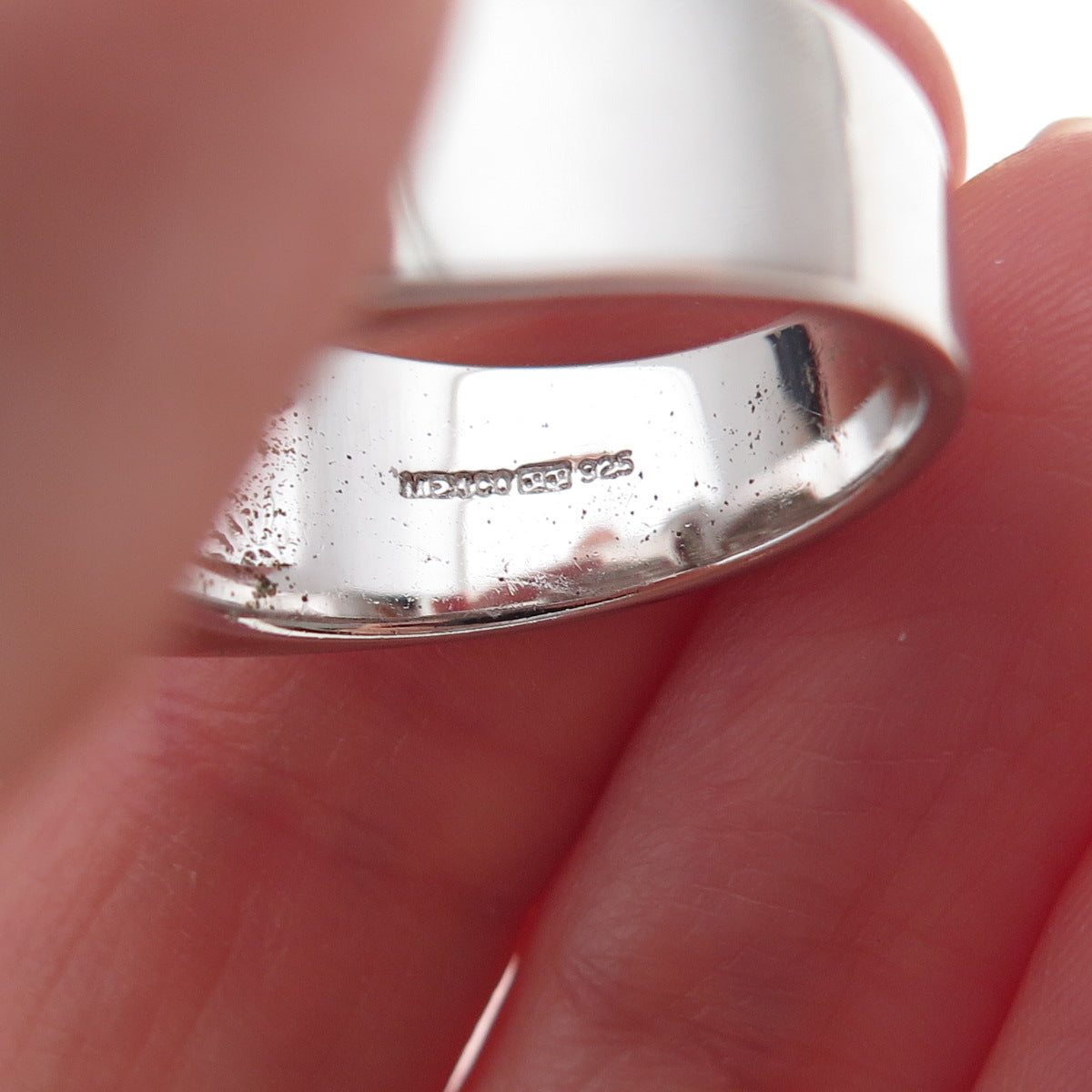 925 Sterling Silver Mexico Real Round-Cut Diamond Ring Size 7