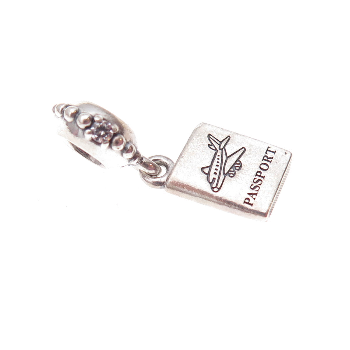 Pandora 925 Sterling Silver C Z Passport Adventure Awaits Dangle Charm
