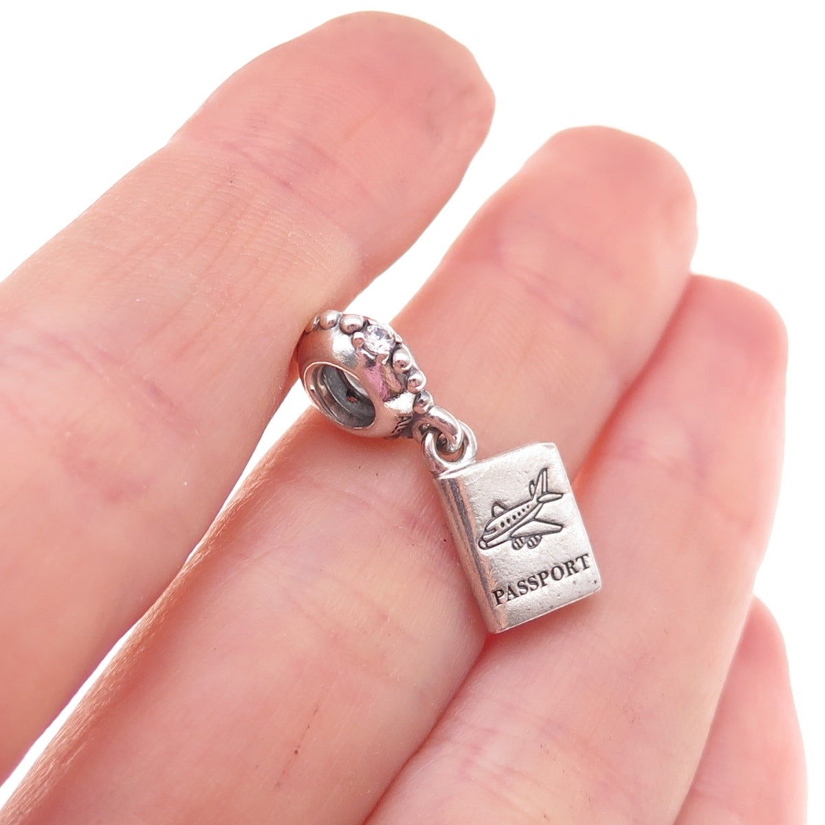 Pandora 925 Sterling Silver C Z Passport Adventure Awaits Dangle Charm