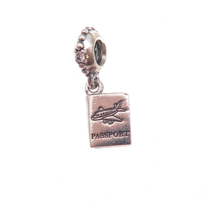 Pandora 925 Sterling Silver C Z Passport Adventure Awaits Dangle Charm