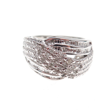 Chuck Clemency 925 Sterling Silver Real Diamond Crisscross Ring Size 8.25