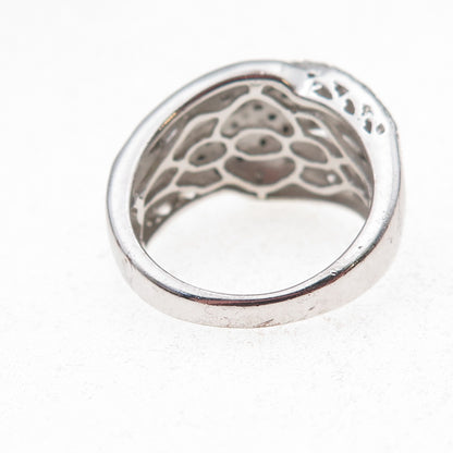 Chuck Clemency 925 Sterling Silver Real Diamond Crisscross Ring Size 8.25