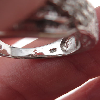 Chuck Clemency 925 Sterling Silver Real Diamond Crisscross Ring Size 8.25