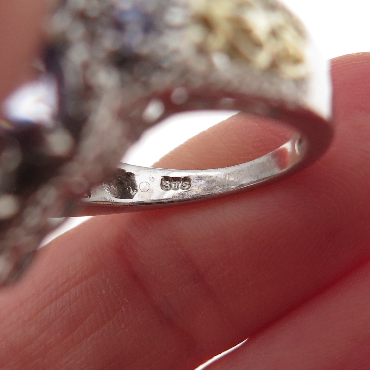 Chuck Clemency 925 Sterling Silver 2-Tone Real Tanzanite Cluster Ring Size 8