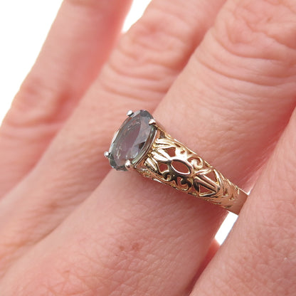 Chuck Clemency 925 Sterling Silver 2-Tone Real Oval-Cut Iolite Ring Size 8.25