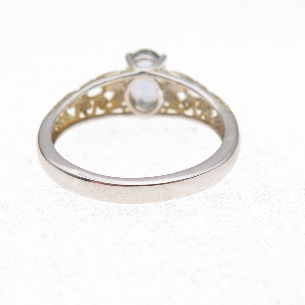 Chuck Clemency 925 Sterling Silver 2-Tone Real Oval-Cut Iolite Ring Size 8.25
