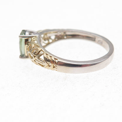 Chuck Clemency 925 Sterling Silver 2-Tone Real Oval-Cut Iolite Ring Size 8.25