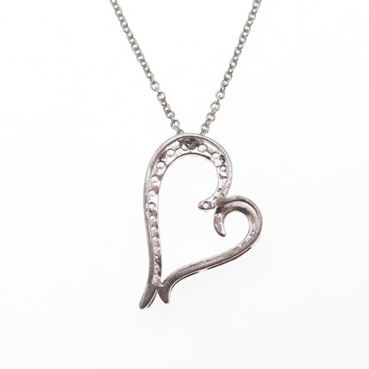 925 Sterling Silver Round-Cut C Z Heart Cable Chain Necklace 18"