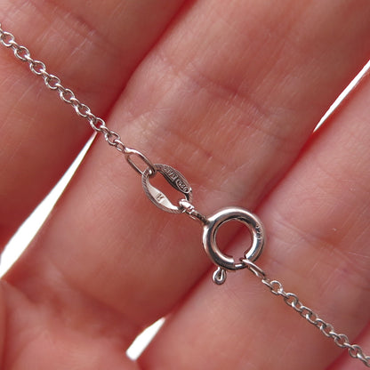 925 Sterling Silver Round-Cut C Z Heart Cable Chain Necklace 18"