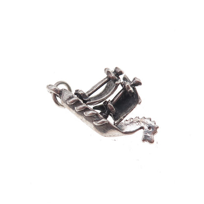 925 Sterling Silver Antique Art Deco Viking Longship Drakkar 3D Charm Pendant