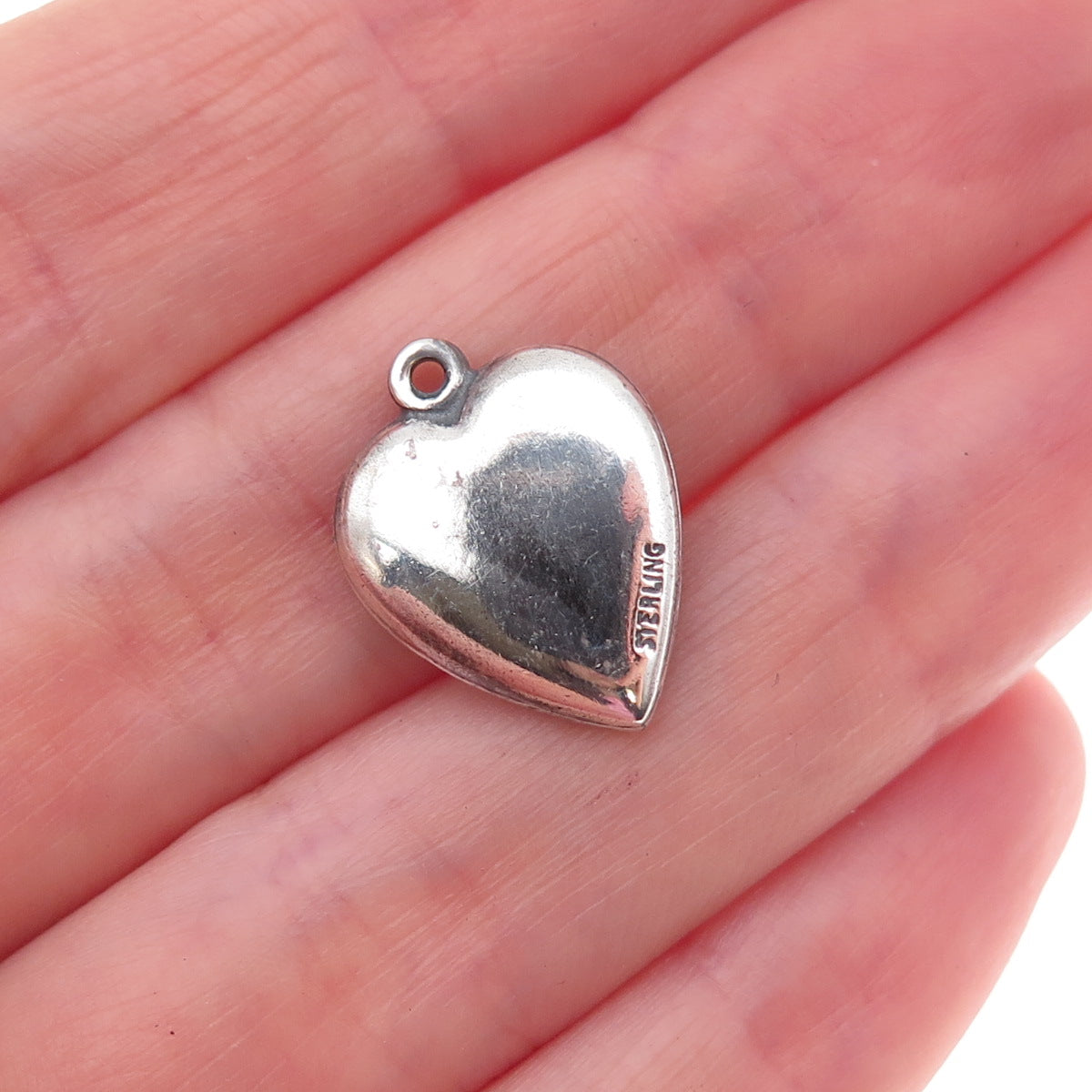 925 Sterling Silver Antique Art Deco Enamel Floral Leaf Heart Chatelaine Pendant