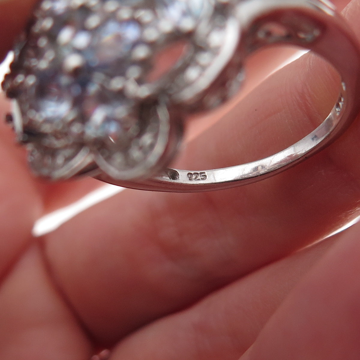 Chuck Clemency 925 Sterling Silver Real Tanzanite & White Topaz Ring Size 8.5