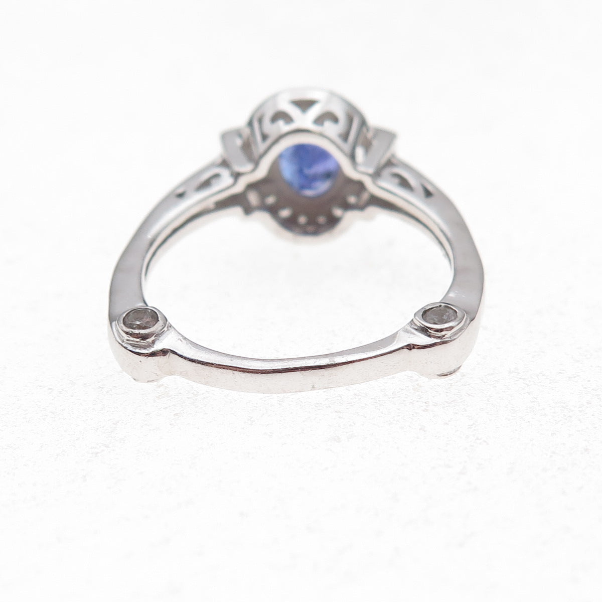 925 Sterling Silver Real Tanzanite & White Topaz Ring Size 8.25