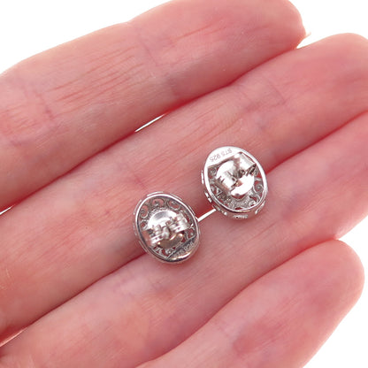 Chuck Clemency 925 Sterling Silver Real Iolite Floral Scroll Stud Earrings