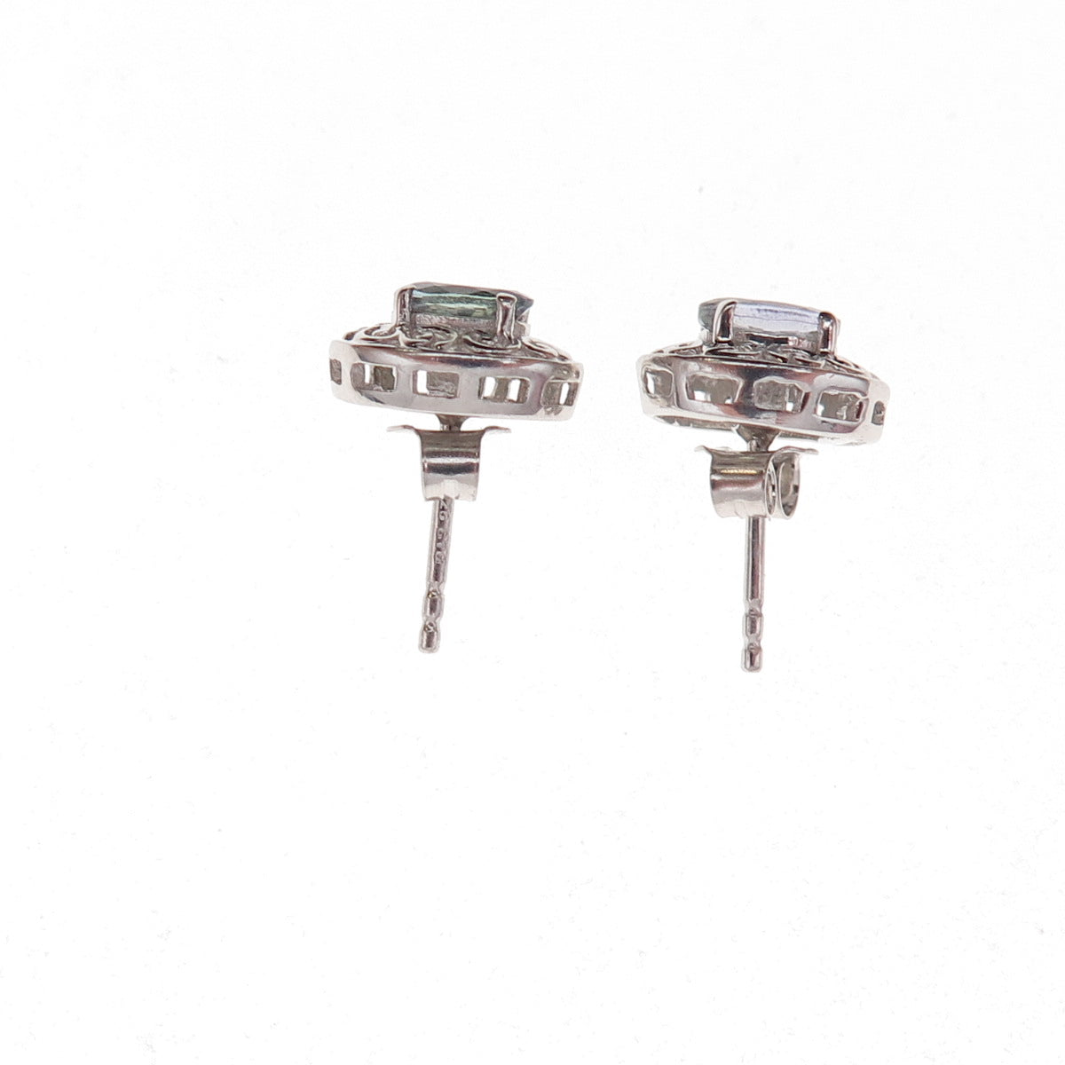 Chuck Clemency 925 Sterling Silver Real Iolite Floral Scroll Stud Earrings