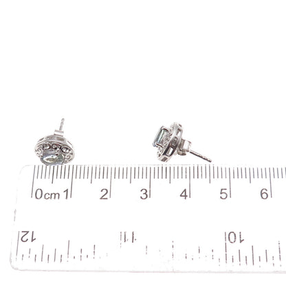 Chuck Clemency 925 Sterling Silver Real Iolite Floral Scroll Stud Earrings