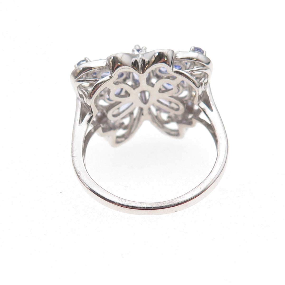 Chuck Clemency Sterling Silver 2-Tone Real Tanzanite Butterfly Ring Size 8.25