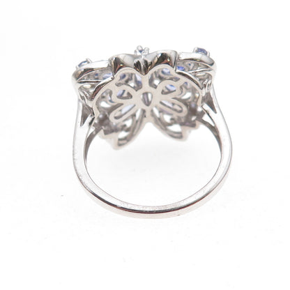Chuck Clemency Sterling Silver 2-Tone Real Tanzanite Butterfly Ring Size 8.25