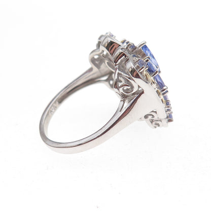 Chuck Clemency Sterling Silver 2-Tone Real Tanzanite Butterfly Ring Size 8.25