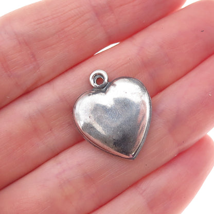 925 Sterling Silver Antique Art Deco Couple Heart Chatelaine Charm Pendant