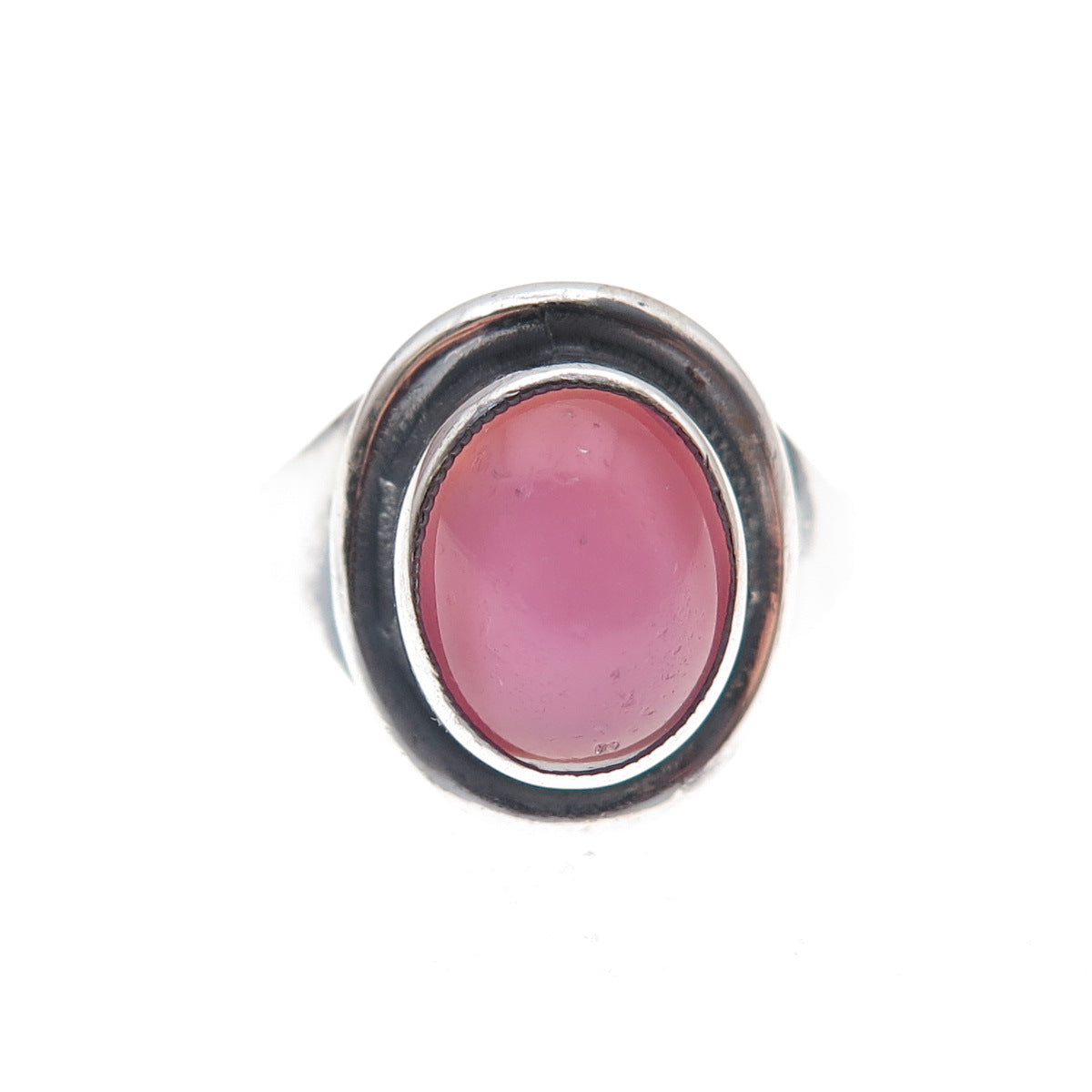 Hermann Siersbol Sterling Silver Vintage Glass Modernist Oxidized Ring Size 6.75