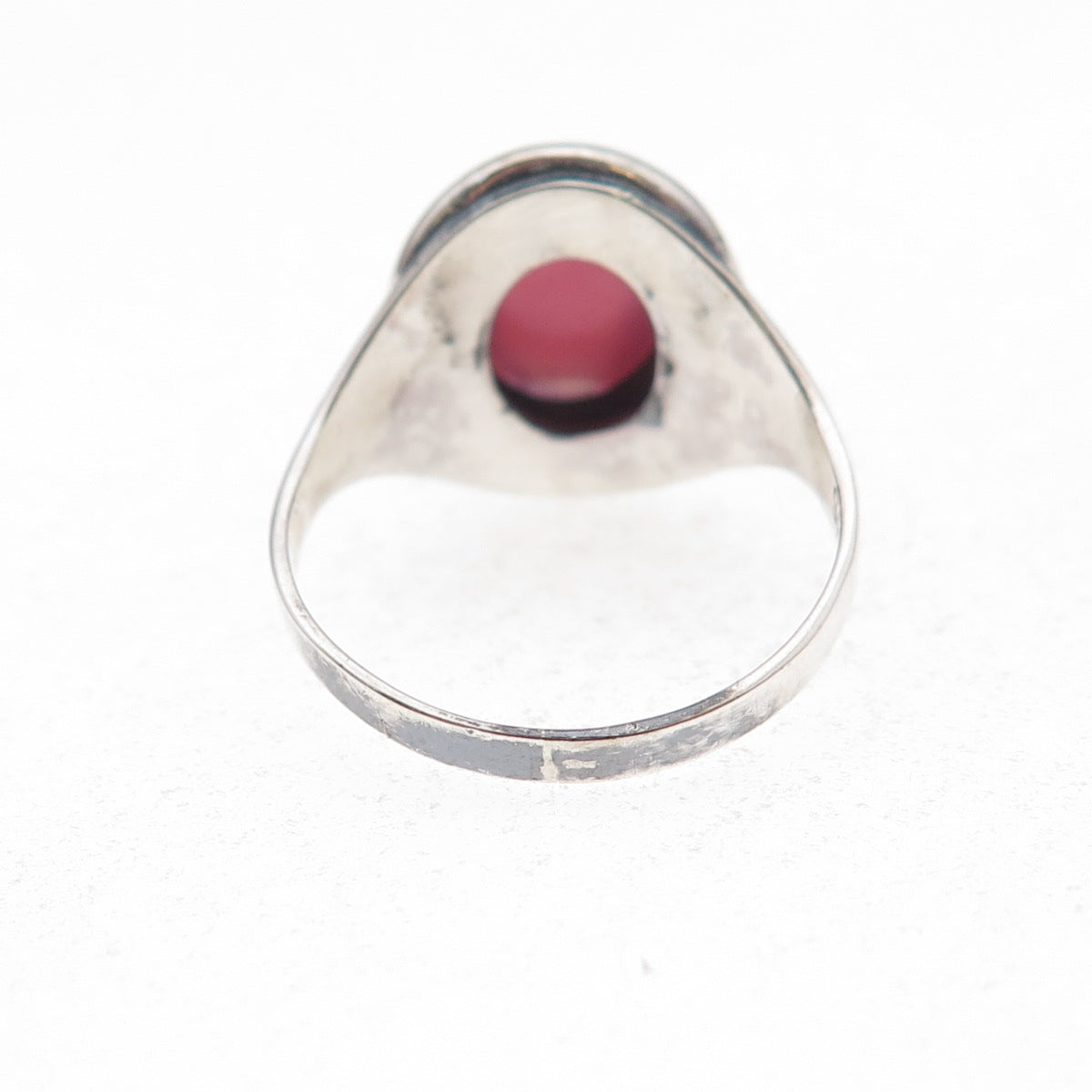 Hermann Siersbol Sterling Silver Vintage Glass Modernist Oxidized Ring Size 6.75