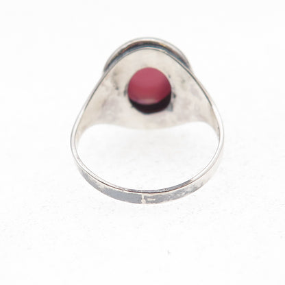 Hermann Siersbol Sterling Silver Vintage Glass Modernist Oxidized Ring Size 6.75