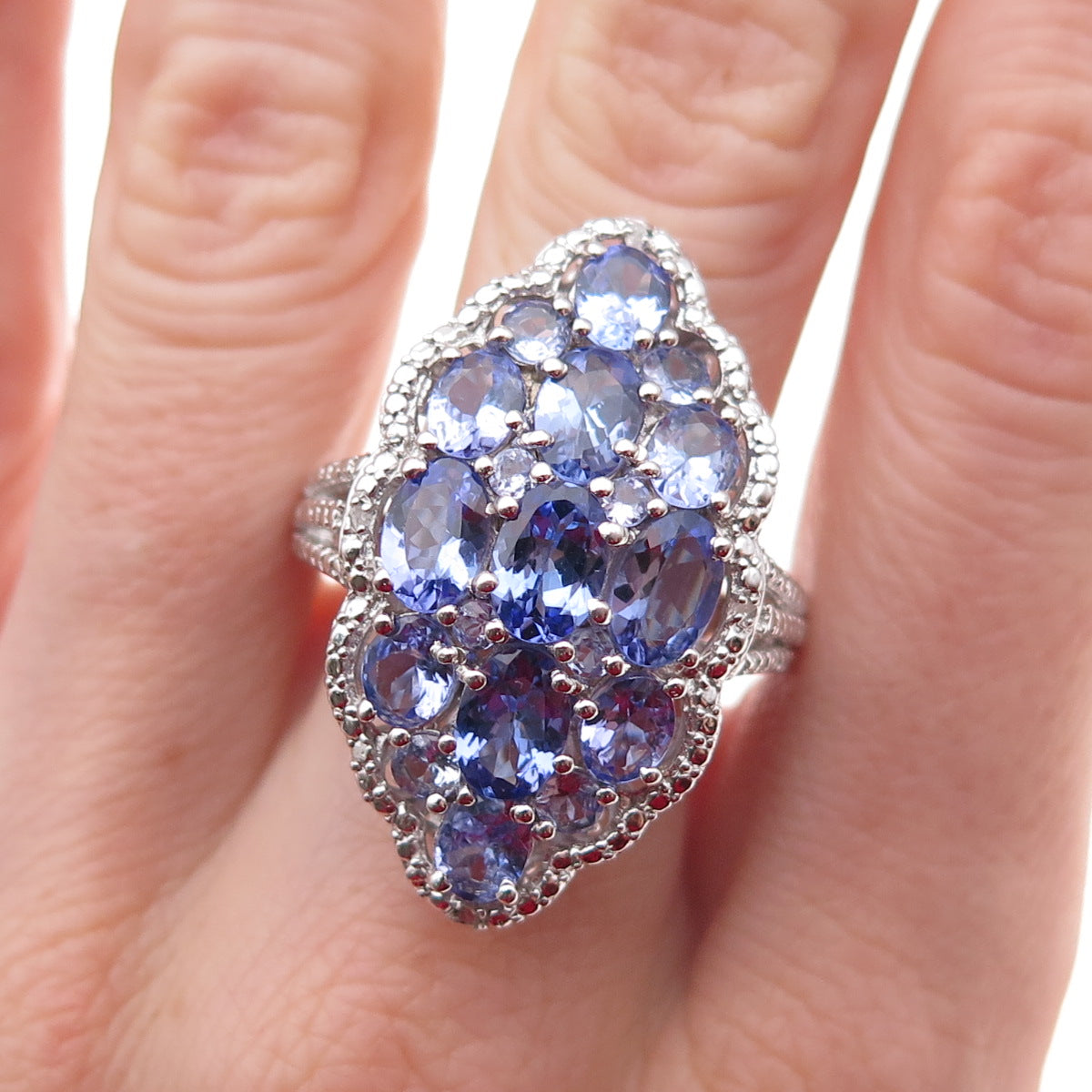 Chuck Clemency 925 Sterling Silver Real Diamond & Tanzanite Ring Size 8