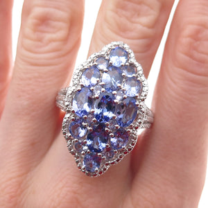 Chuck Clemency 925 Sterling Silver Real Diamond & Tanzanite Ring Size 8