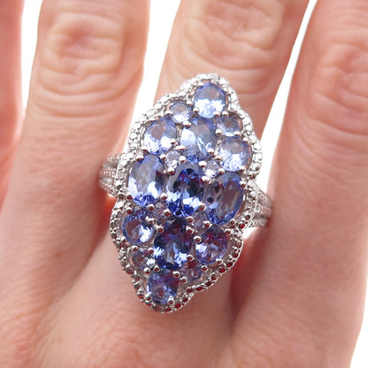 Chuck Clemency 925 Sterling Silver Real Diamond & Tanzanite Ring Size 8