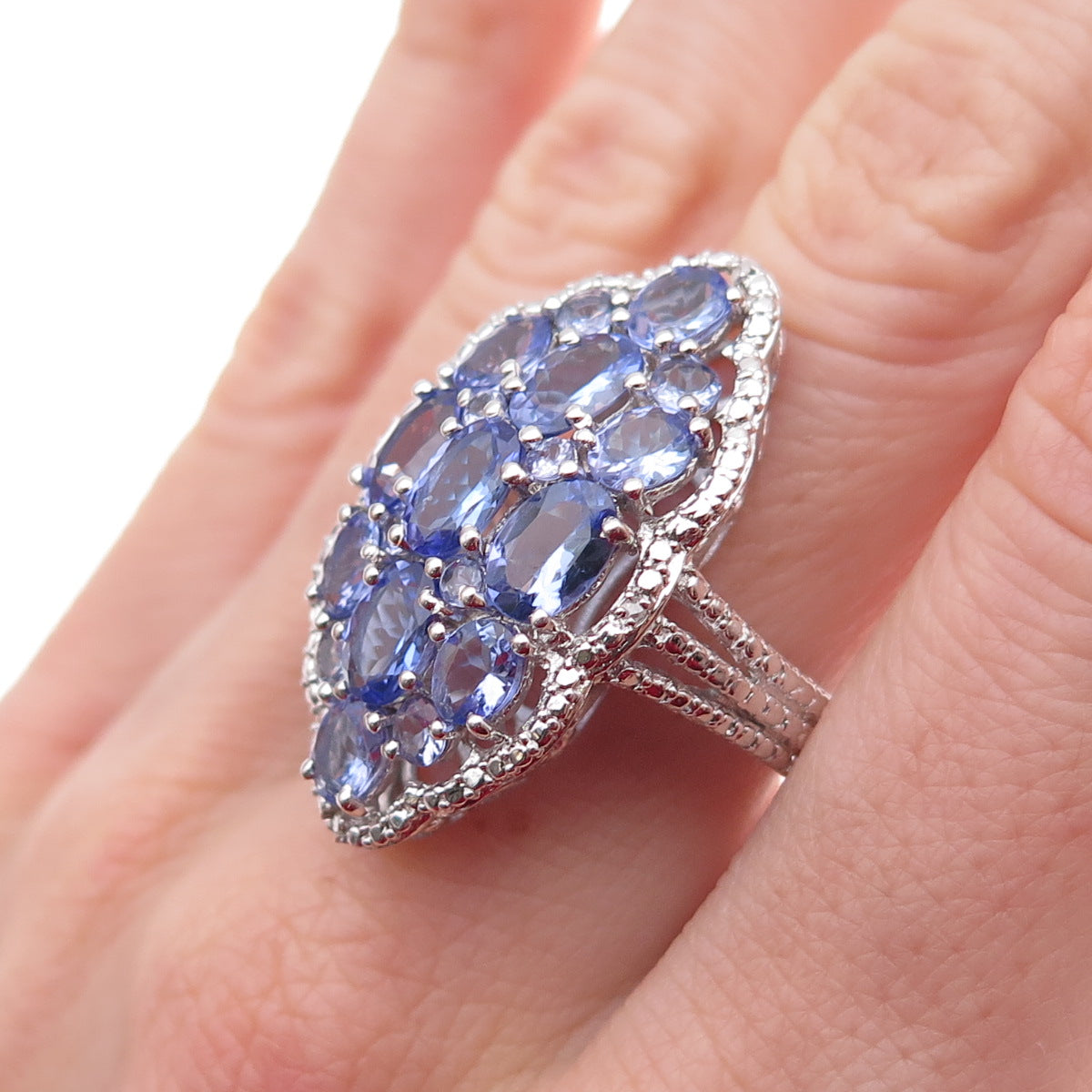 Chuck Clemency 925 Sterling Silver Real Diamond & Tanzanite Ring Size 8