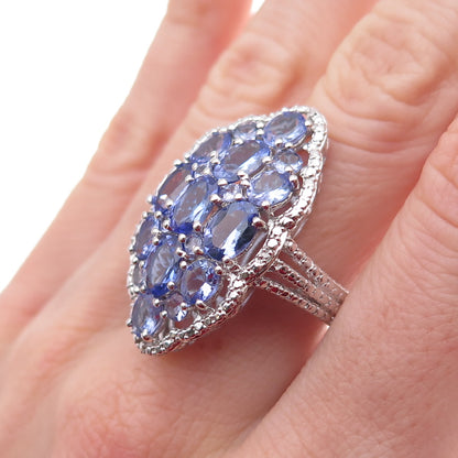 Chuck Clemency 925 Sterling Silver Real Diamond & Tanzanite Ring Size 8