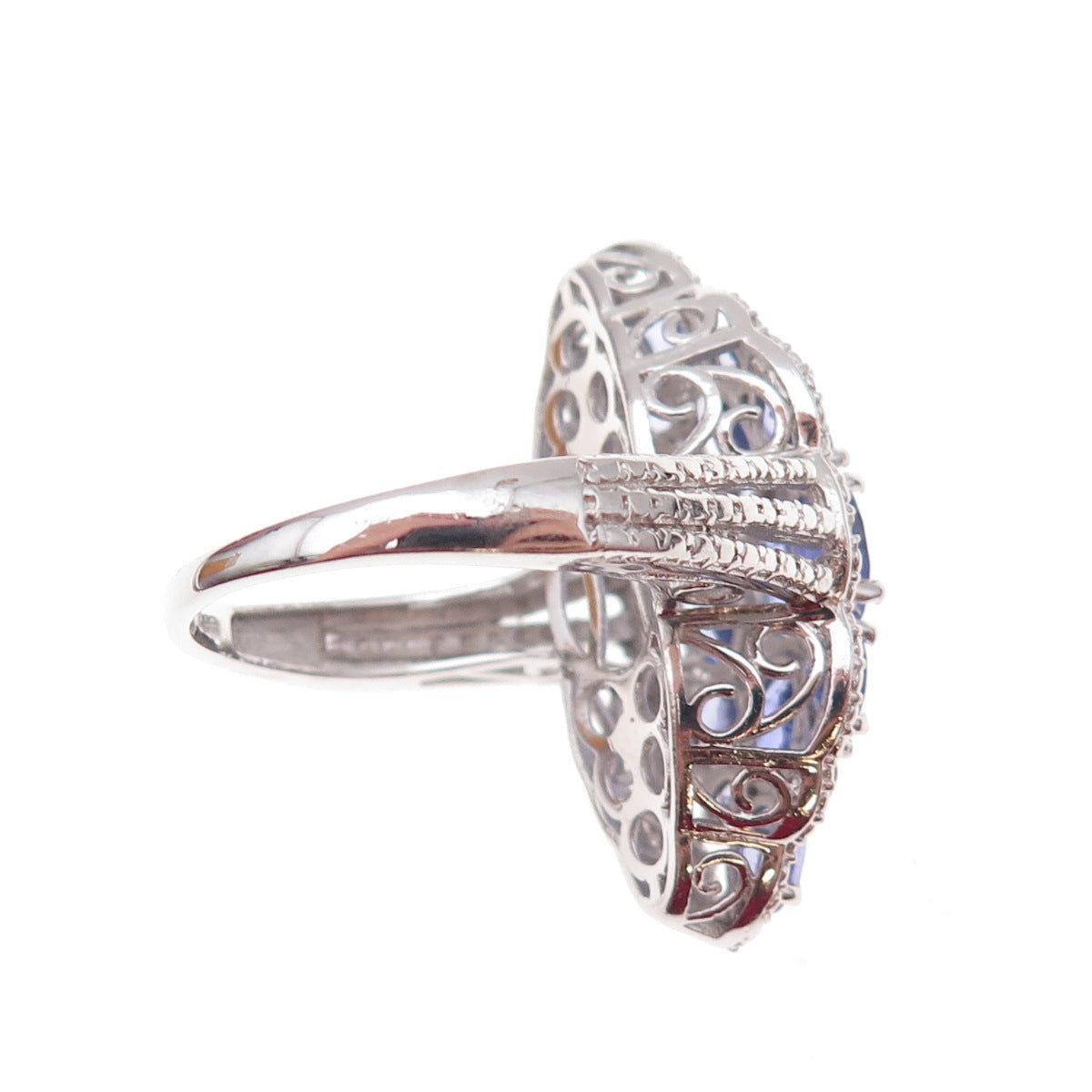 Chuck Clemency 925 Sterling Silver Real Diamond & Tanzanite Ring Size 8