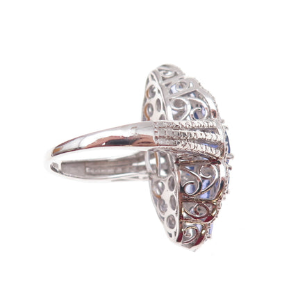 Chuck Clemency 925 Sterling Silver Real Diamond & Tanzanite Ring Size 8