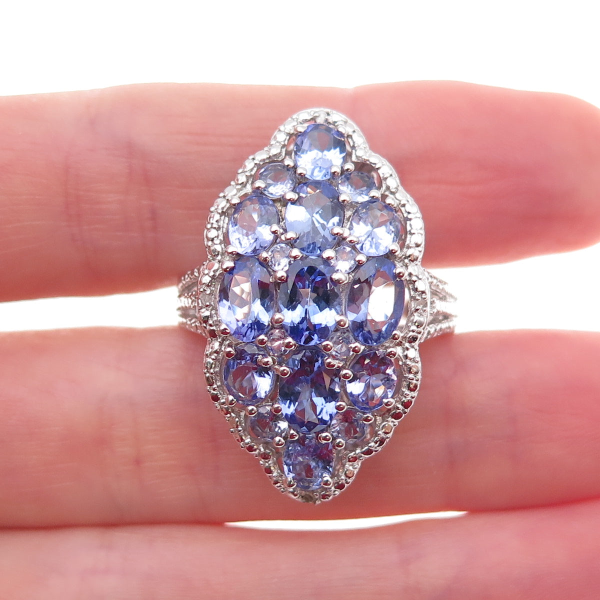 Chuck Clemency 925 Sterling Silver Real Diamond & Tanzanite Ring Size 8