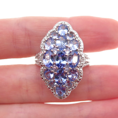 Chuck Clemency 925 Sterling Silver Real Diamond & Tanzanite Ring Size 8