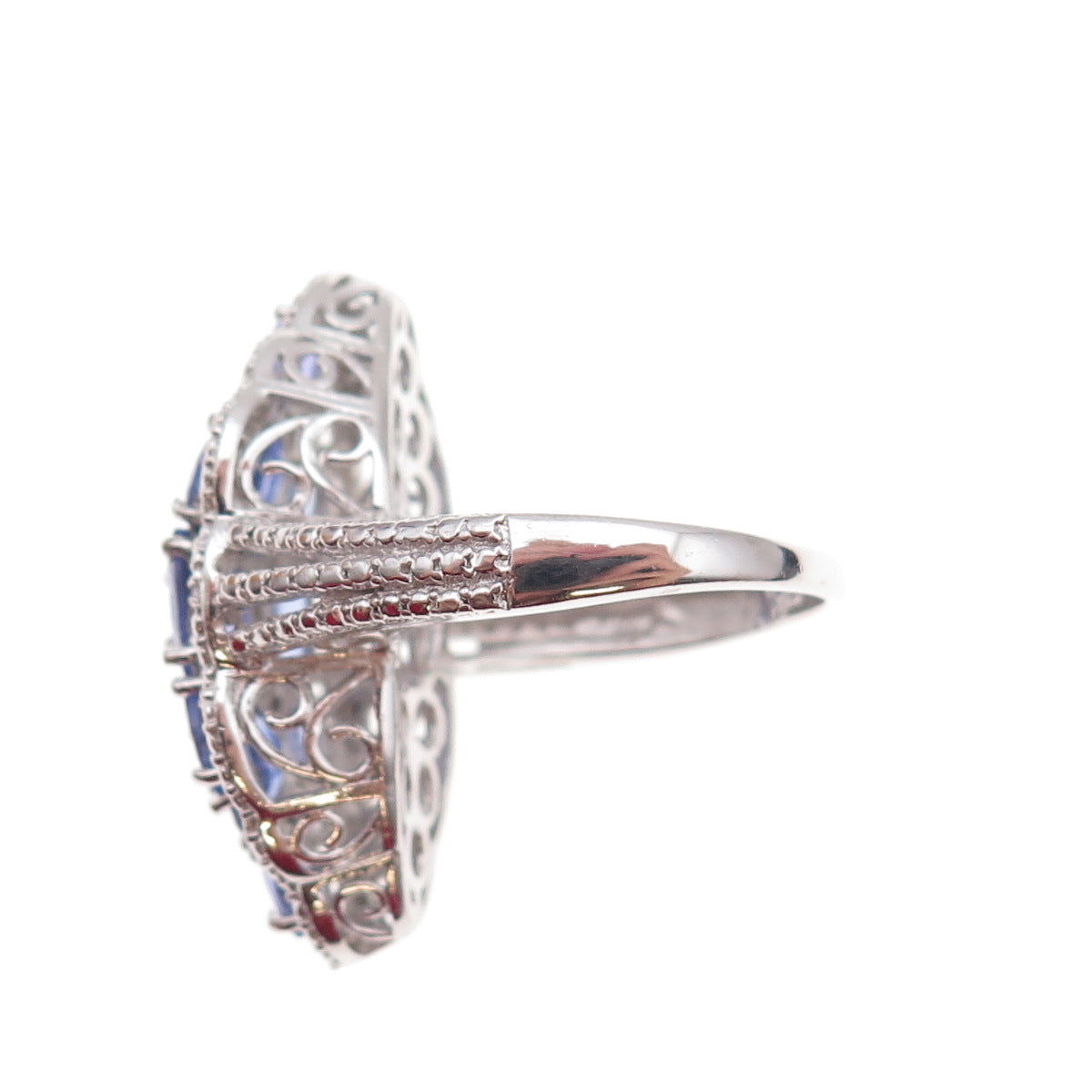 Chuck Clemency 925 Sterling Silver Real Diamond & Tanzanite Ring Size 8