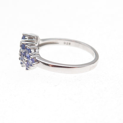 925 Sterling Silver Real Round-Cut Tanzanite Ring Size 8.25