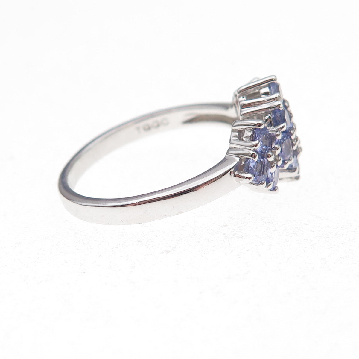 925 Sterling Silver Real Round-Cut Tanzanite Ring Size 8.25