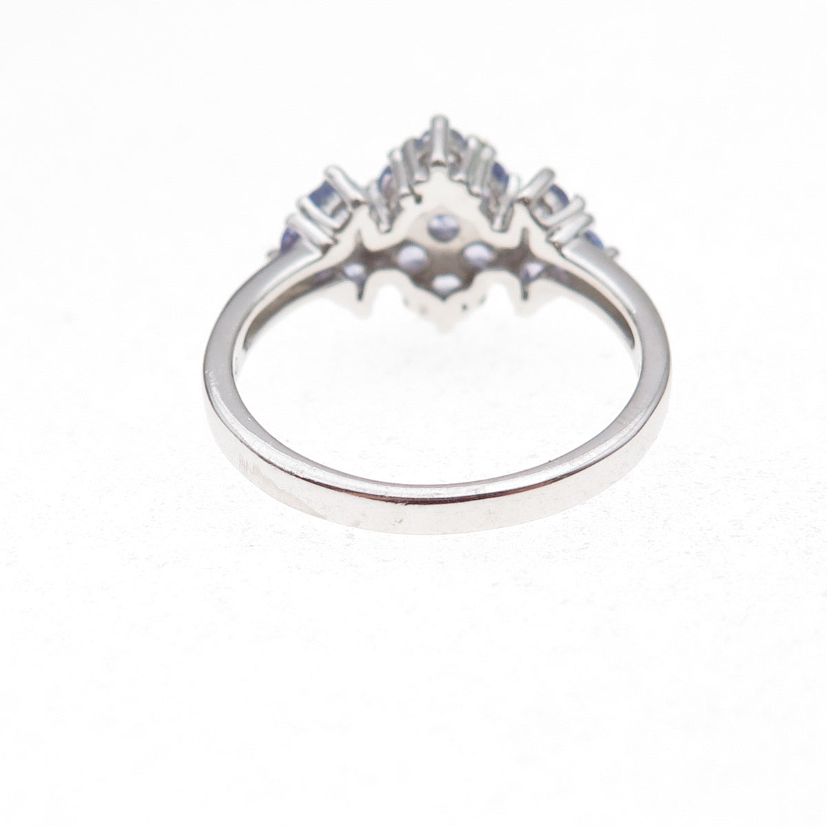 925 Sterling Silver Real Round-Cut Tanzanite Ring Size 8.25